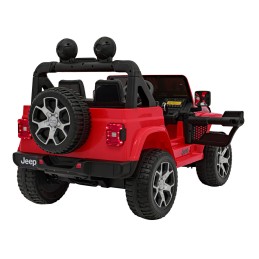 Jeep Wrangler Rubicon na akumulator dla dzieci Czerwony + Pilot + Radio MP3 LED + Koła EVA