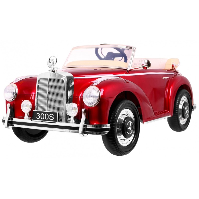 Mercedes Benz 300S Retro dla dzieci Lakier Czerwony + Pilot + EVA + Wolny Start + LED MP3