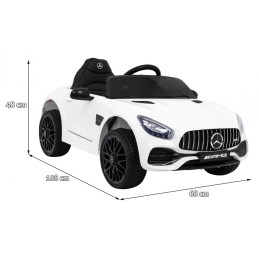 Mercedes Benz GT na akumulator dla dzieci Biały + Pilot + Wolny Start + MP3 LED