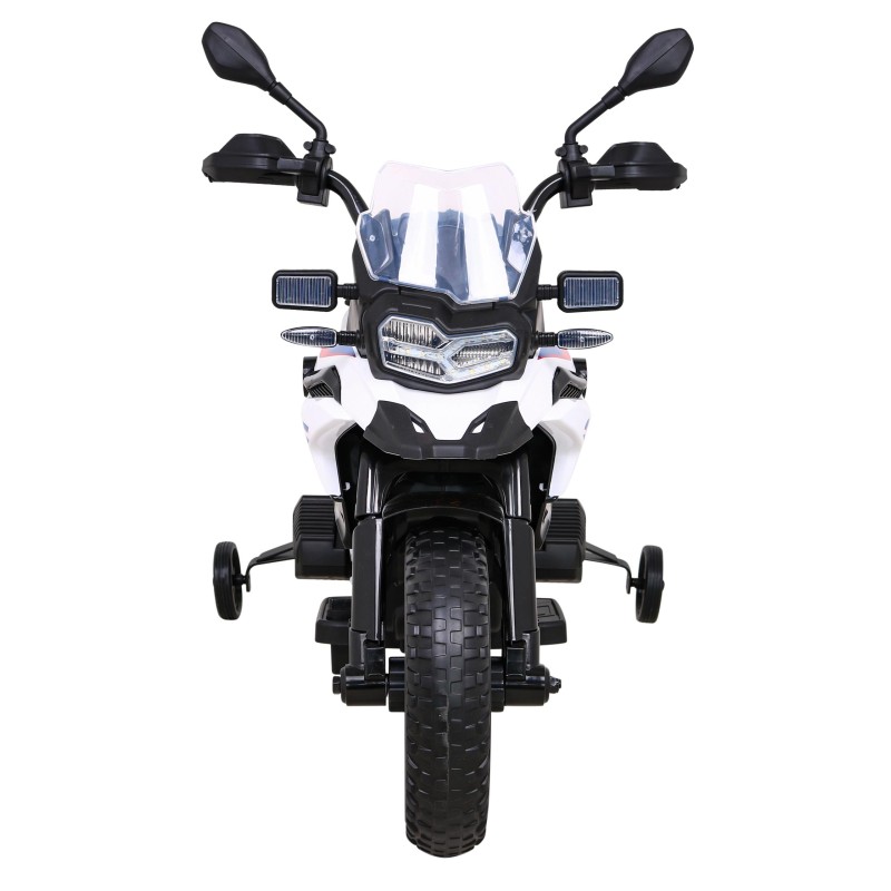 Motor BMW F850 GS na akumulator dla dzieci Biały + Kółka pomocnicze + Audio LED + Wolny Start + EVA