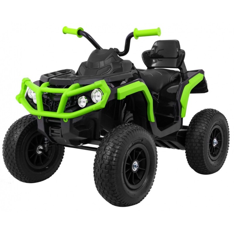 Quad ATV Air na akumulator dla dzieci Czarno-zielony + Koła pompowane + Radio MP3 + Wolny Start