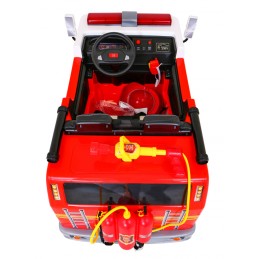 Wóz Straż Pożarna na akumulator dla dzieci + Armatka wodna + Megafon + Kogut strażacki + Pilot