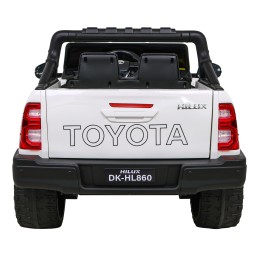 Toyota Hilux na akumulator dla dzieci Biały Pickup + Napęd 4x4 + Pilot + 2 bagażniki