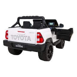 Toyota Hilux na akumulator dla dzieci Biały Pickup + Napęd 4x4 + Pilot + 2 bagażniki