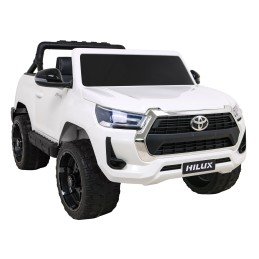 Toyota Hilux na akumulator dla dzieci Biały Pickup + Napęd 4x4 + Pilot + 2 bagażniki
