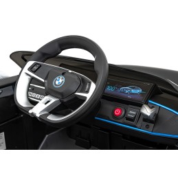 Autko BMW i4 na akumulator dla dzieci Czarny + Wolny Start + EVA + Ekoskóra + Audio LED + Pilot